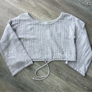 Tan Drawstring Cropped Top